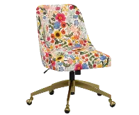 RPC84-9GLDRPCBLSBLSLCB Rifle Paper Co Brynn Blossom Blush Office Chair with Gold Base