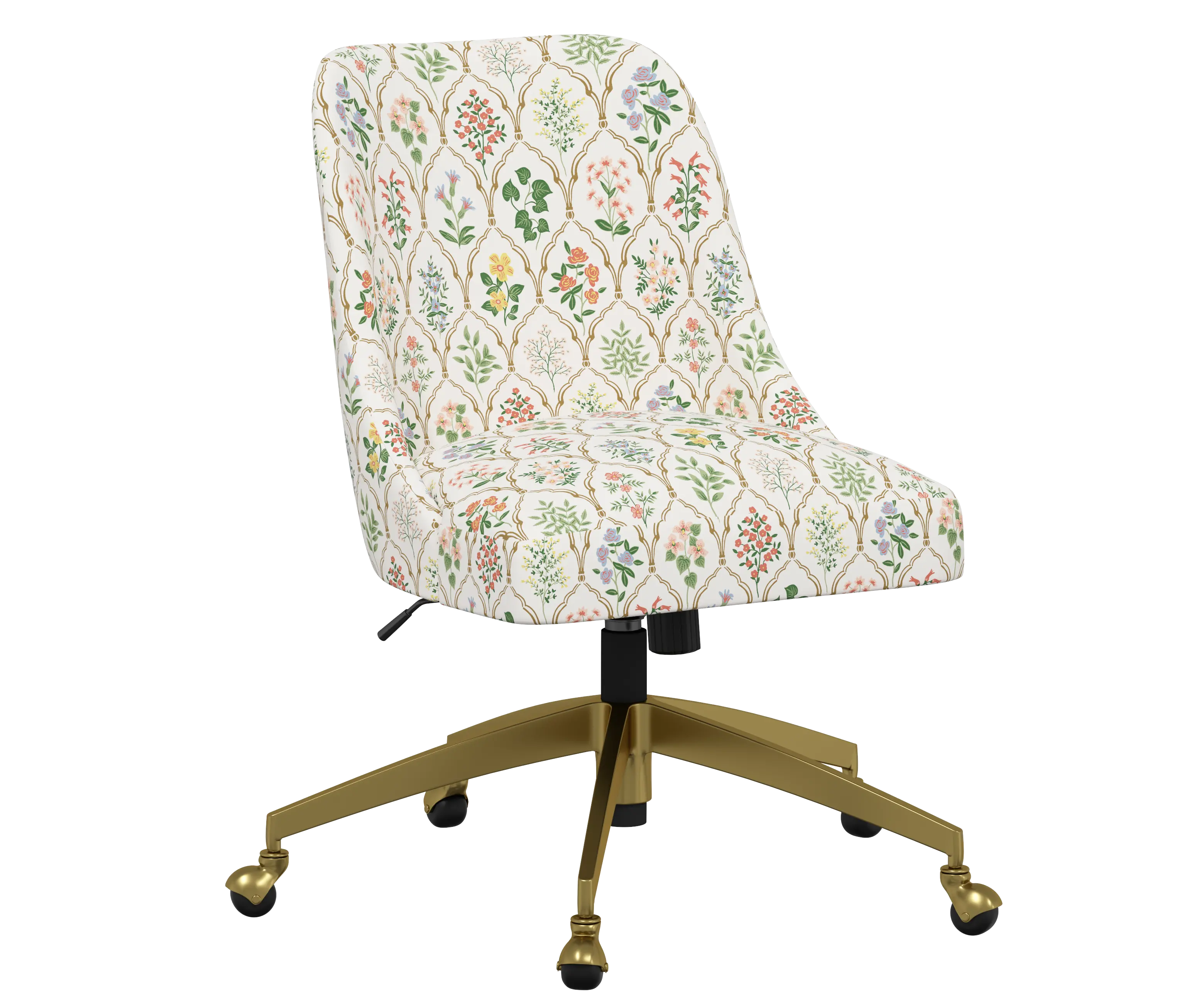 RPC84-9GLDRPCHWTMLTLCB Rifle Paper Co Brynn Hawthorn Multi Office Chair with Gold Base-1
