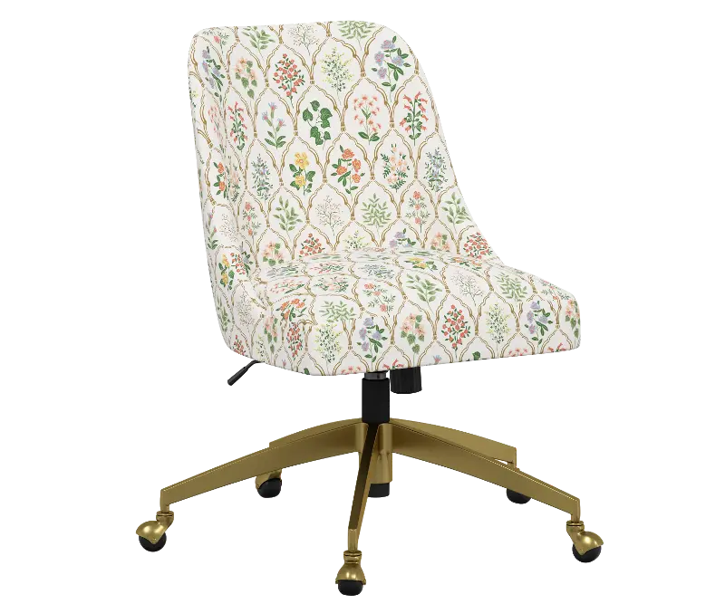 Rifle Paper Co Brynn Hawthorn Multi Office Chair with Gold Base