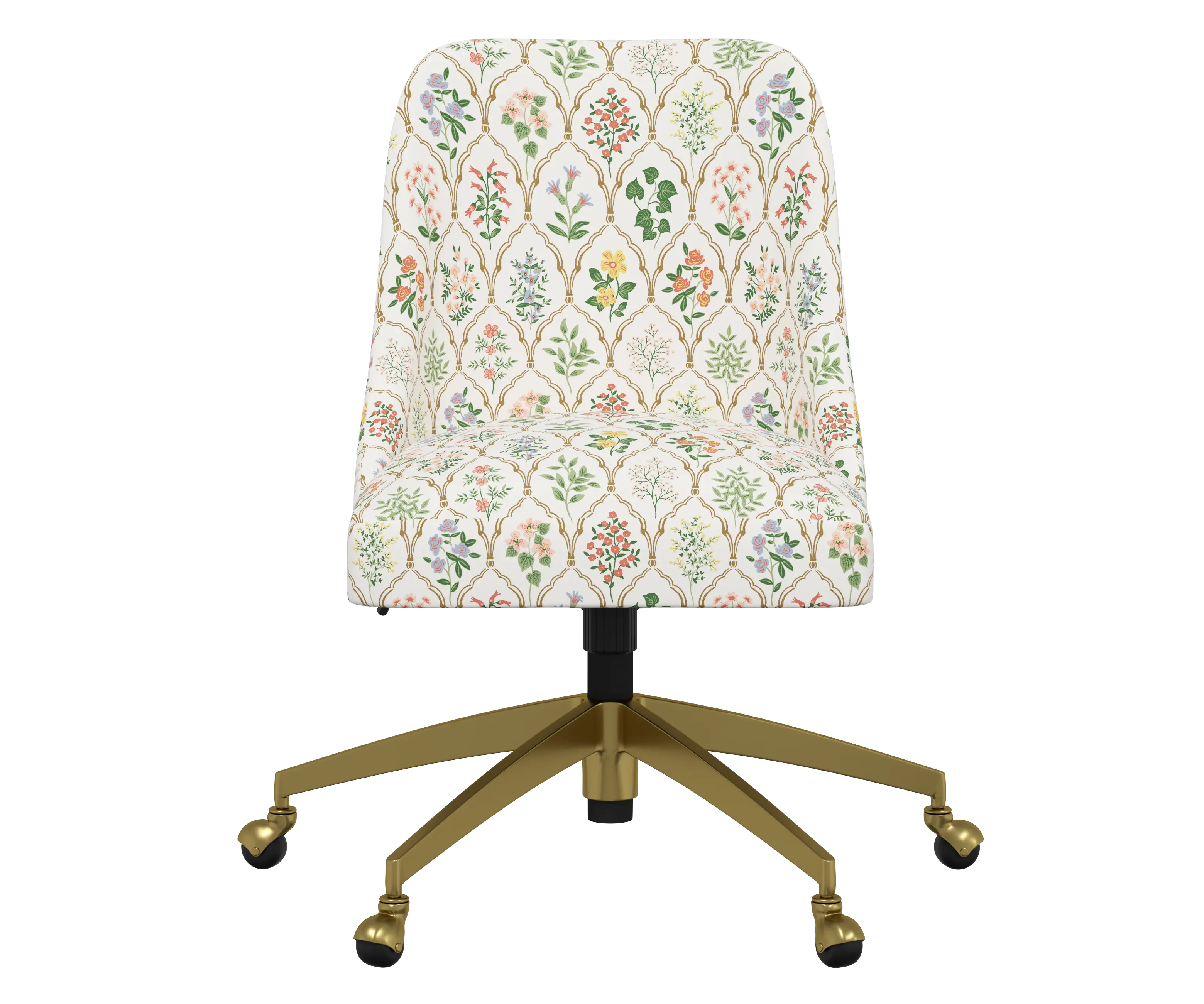 RPC84-9GLDRPCHWTMLTLCB Rifle Paper Co Brynn Hawthorn Multi Office Chair with Gold Base-2