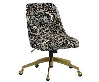 RPC84-9GLDRPCPCBLKLCB Rifle Paper Co Brynn Peacock Black Office Chair with Gold Base