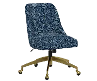 RPC84-9GLDRPCWLBNVLCB Rifle Paper Co Brynn Willowberry Navy Office Chair with Gold Base