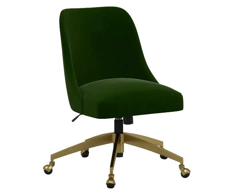 Rifle Paper Co Brynn Titan Emerald Office Chair with Gold Base