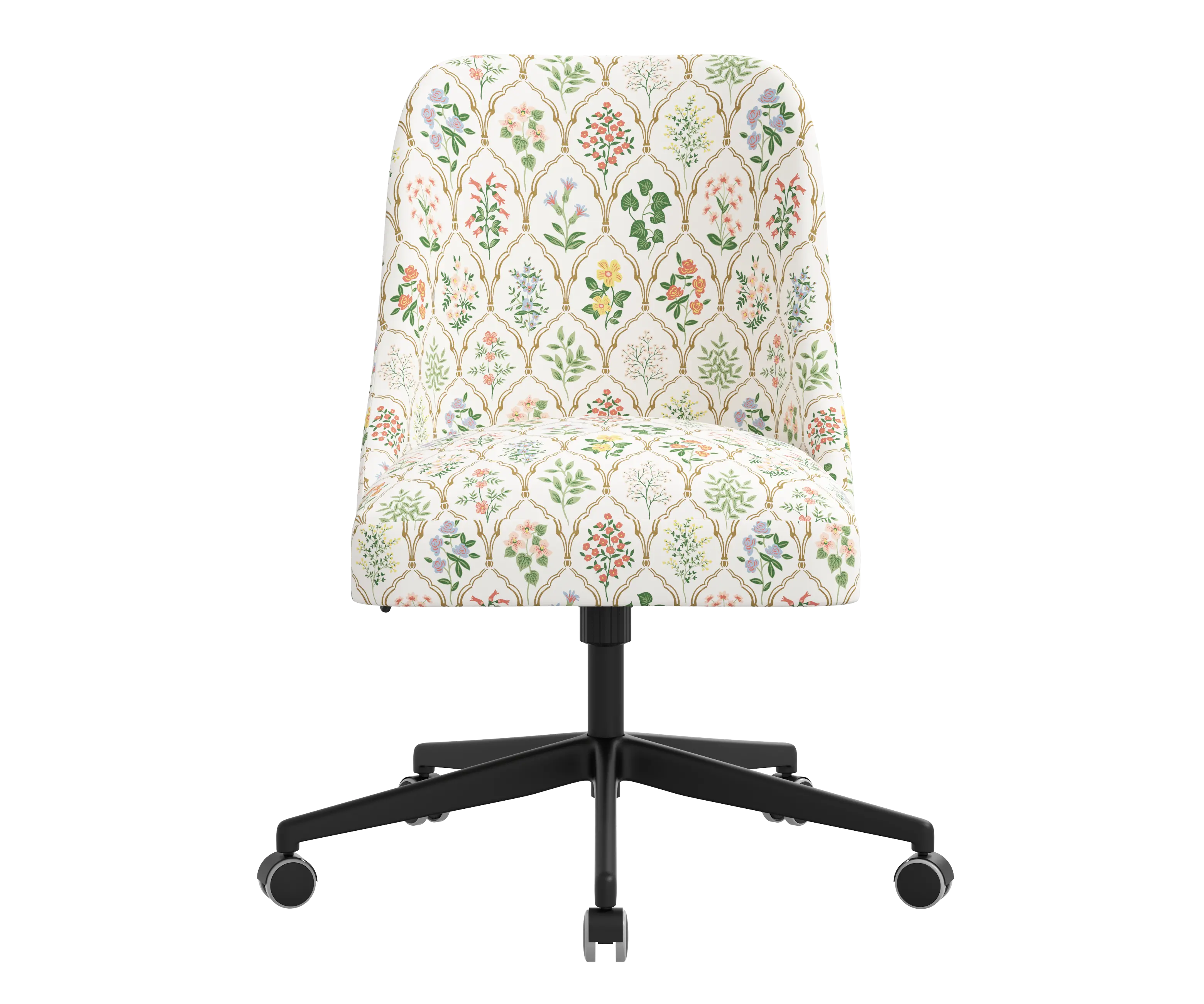 RPC84-9RPCHWTMLTLCB Rifle Paper Co Brynn Hawthorn Multi Office Chair with Black Base-2