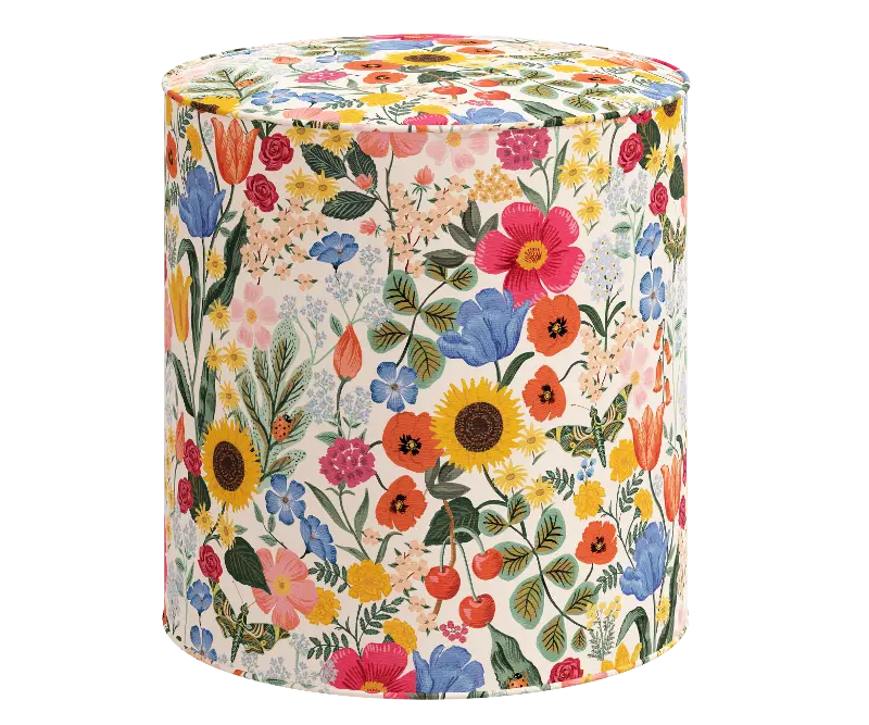 Rifle Paper Co Billie Blossom Blush Round Ottoman
