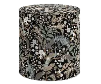 RPC90-2RPCPCBLKLCB Rifle Paper Co Billie Peacock Black Round Ottoman