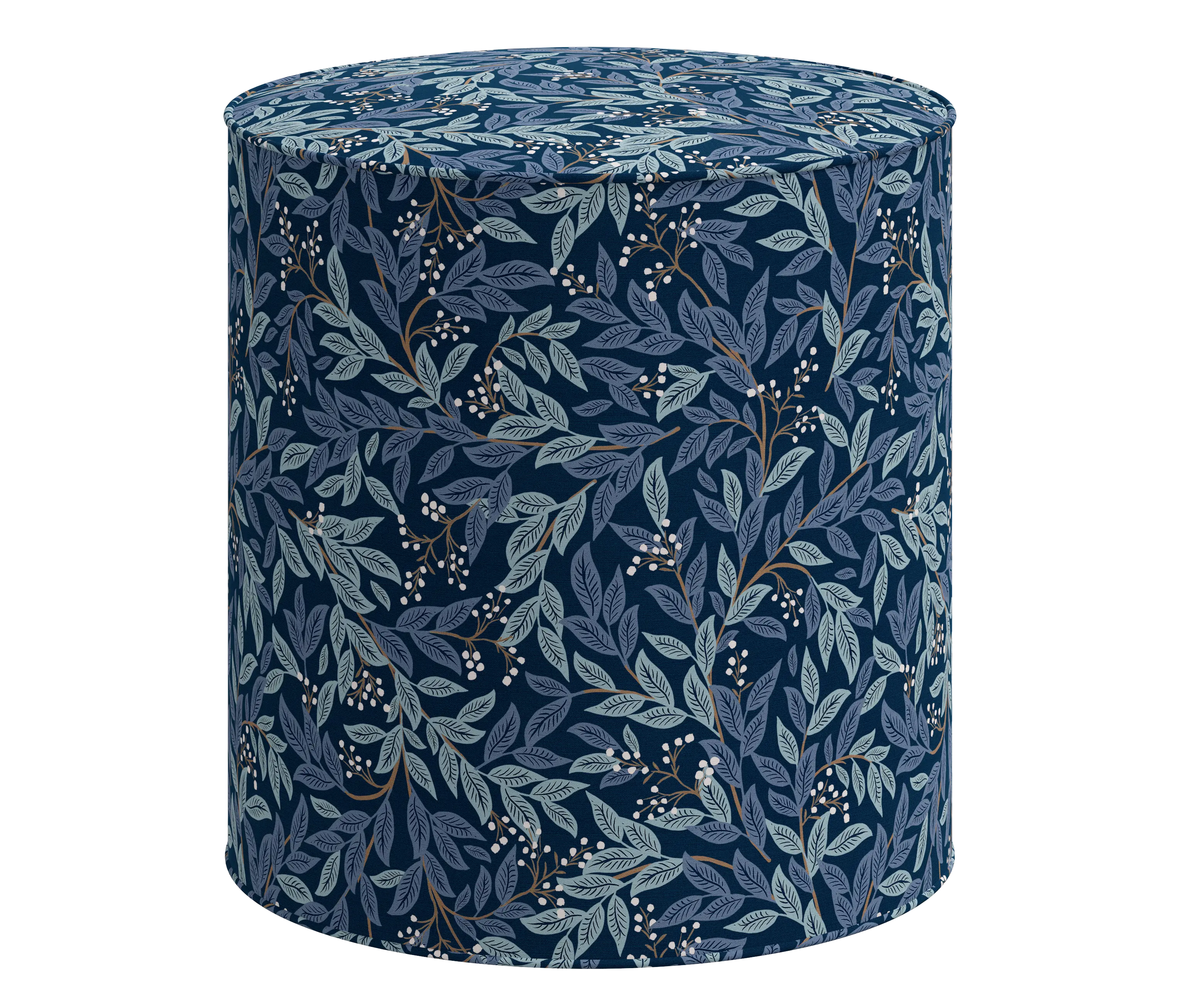 RPC90-2RPCWLBNVLCB Rifle Paper Co Billie Willowberry Navy Round Ottoman-1