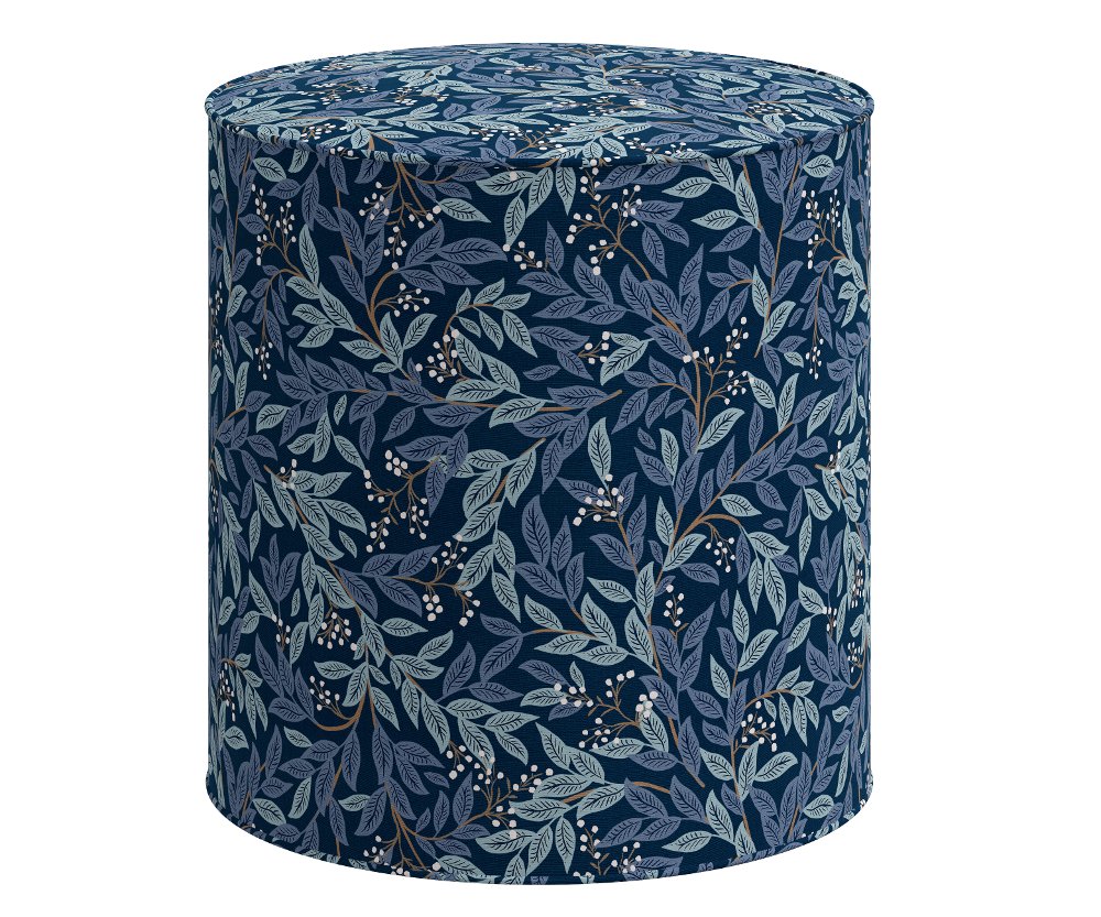 Rifle Paper Co Billie Willowberry Navy Round Ottoman