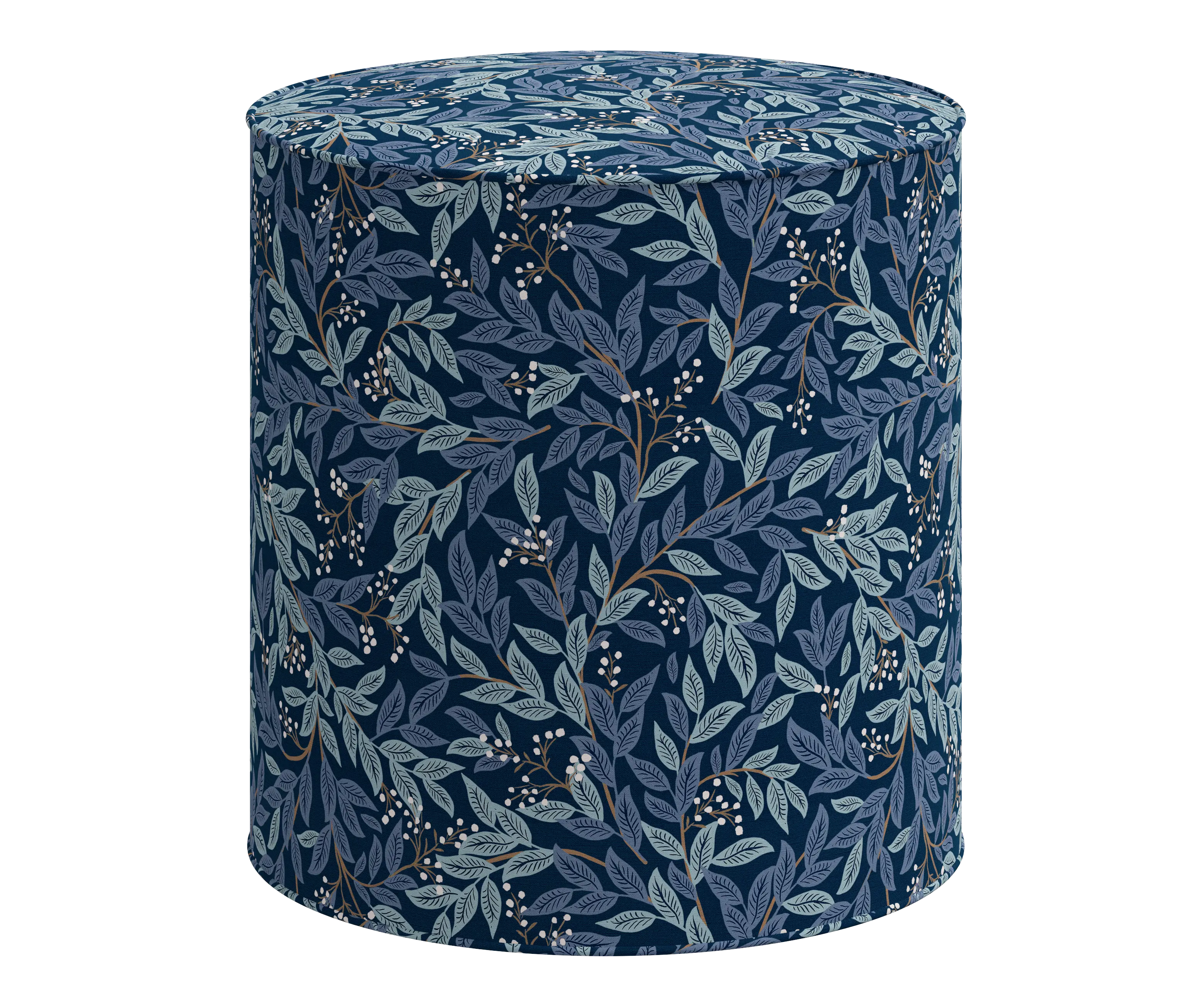 RPC90-2RPCWLBNVLCB Rifle Paper Co Billie Willowberry Navy Round Ottoman-2