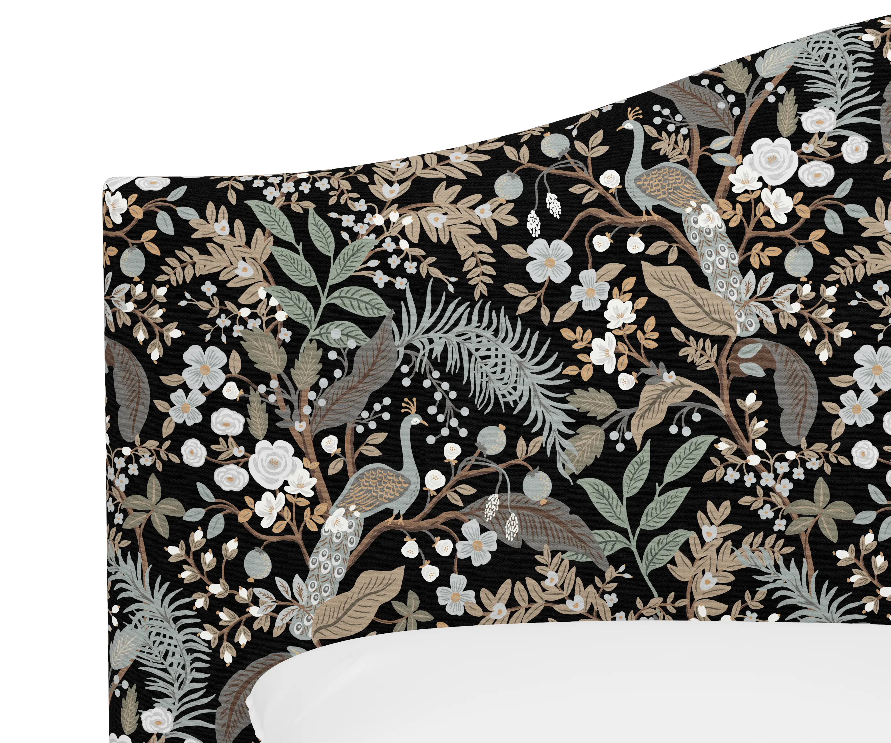 RPC912QRPCPCBLKLCB Rifle Paper Co Kenmore Peacock Black Queen Headboard-4