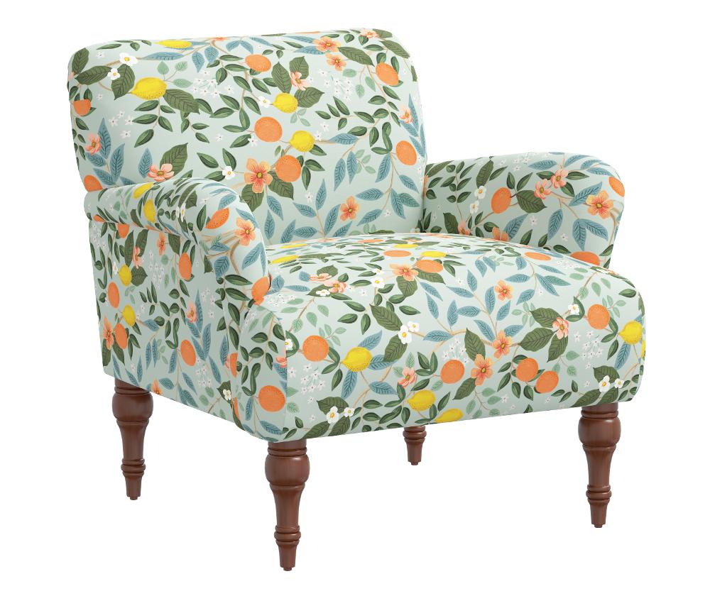 Rifle Paper Co Elodie Citrus Grove Mint Accent Chair