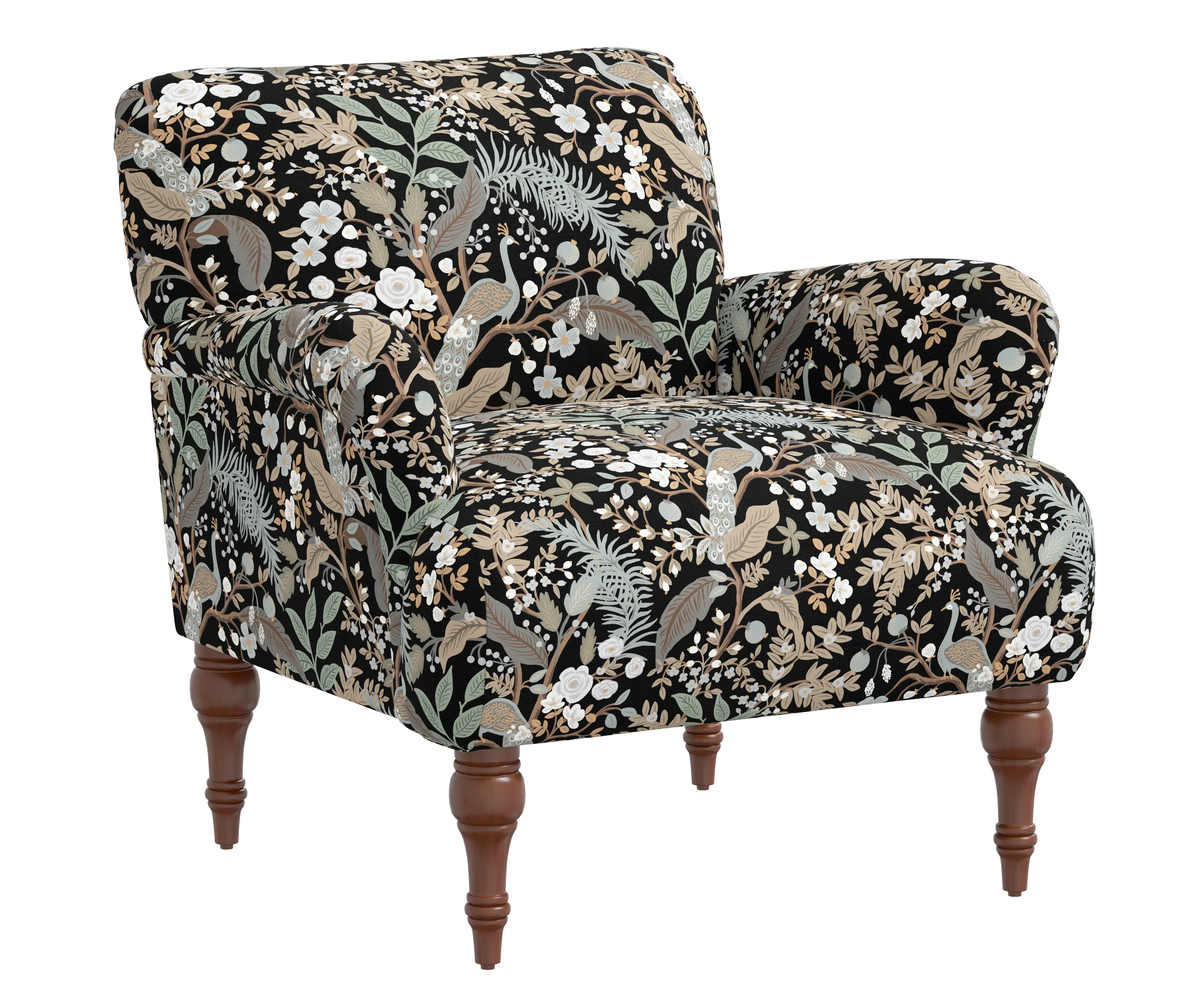 RPC9305RPCPCBLKLCB Rifle Paper Co Elodie Peacock Black Accent Chair-2