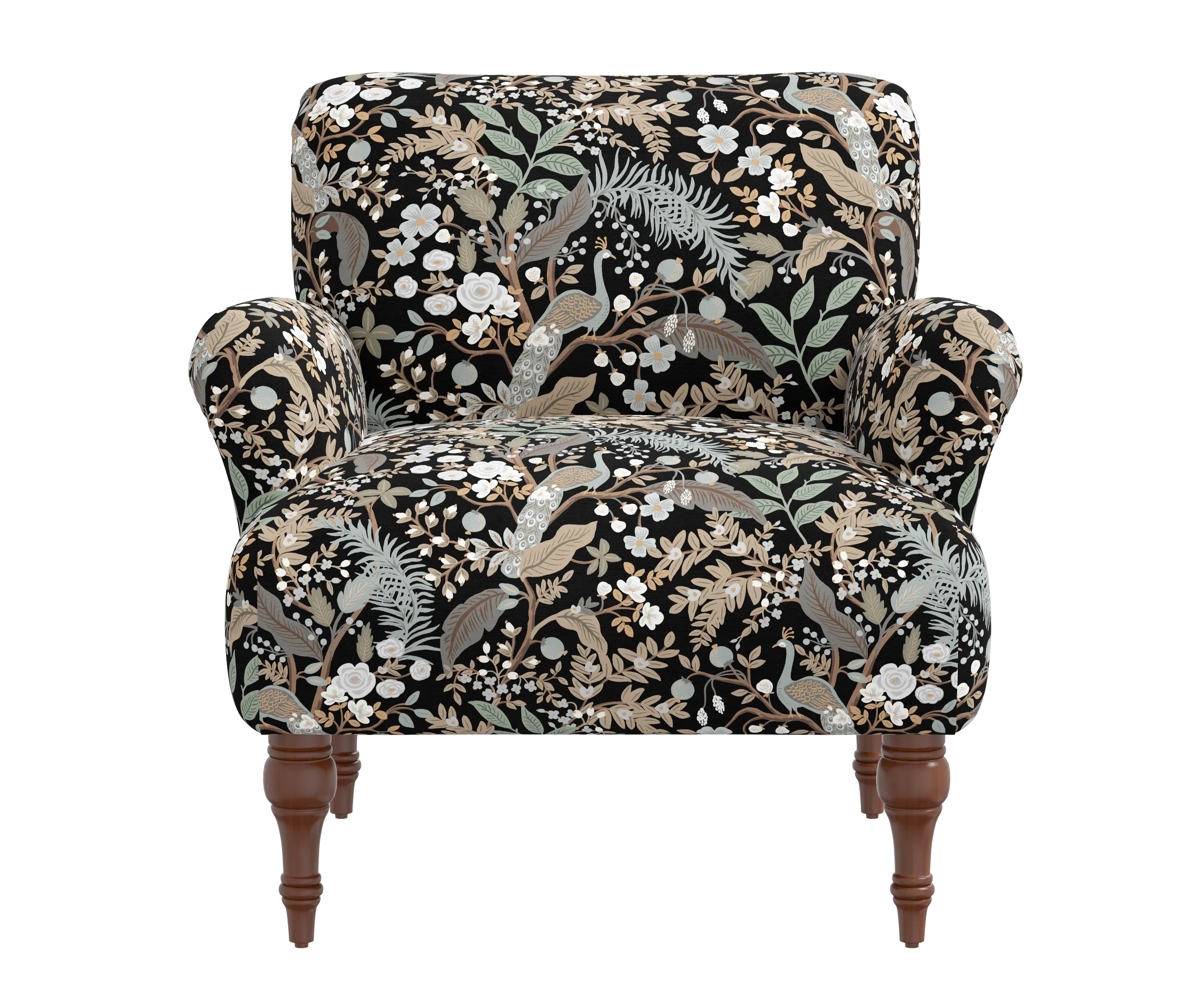 RPC9305RPCPCBLKLCB Rifle Paper Co Elodie Peacock Black Accent Chair-1