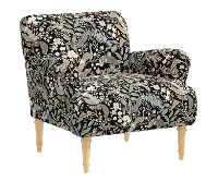 RPC9405NATRPCPCBLKLCB Rifle Paper Co Bristol Peacock Black Accent Chair