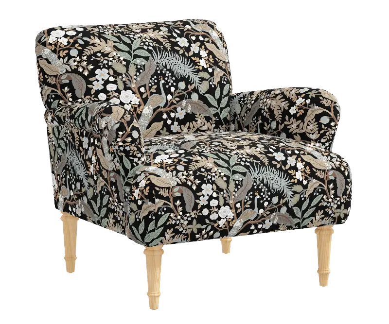 Rifle Paper Co Bristol Peacock Black Accent Chair