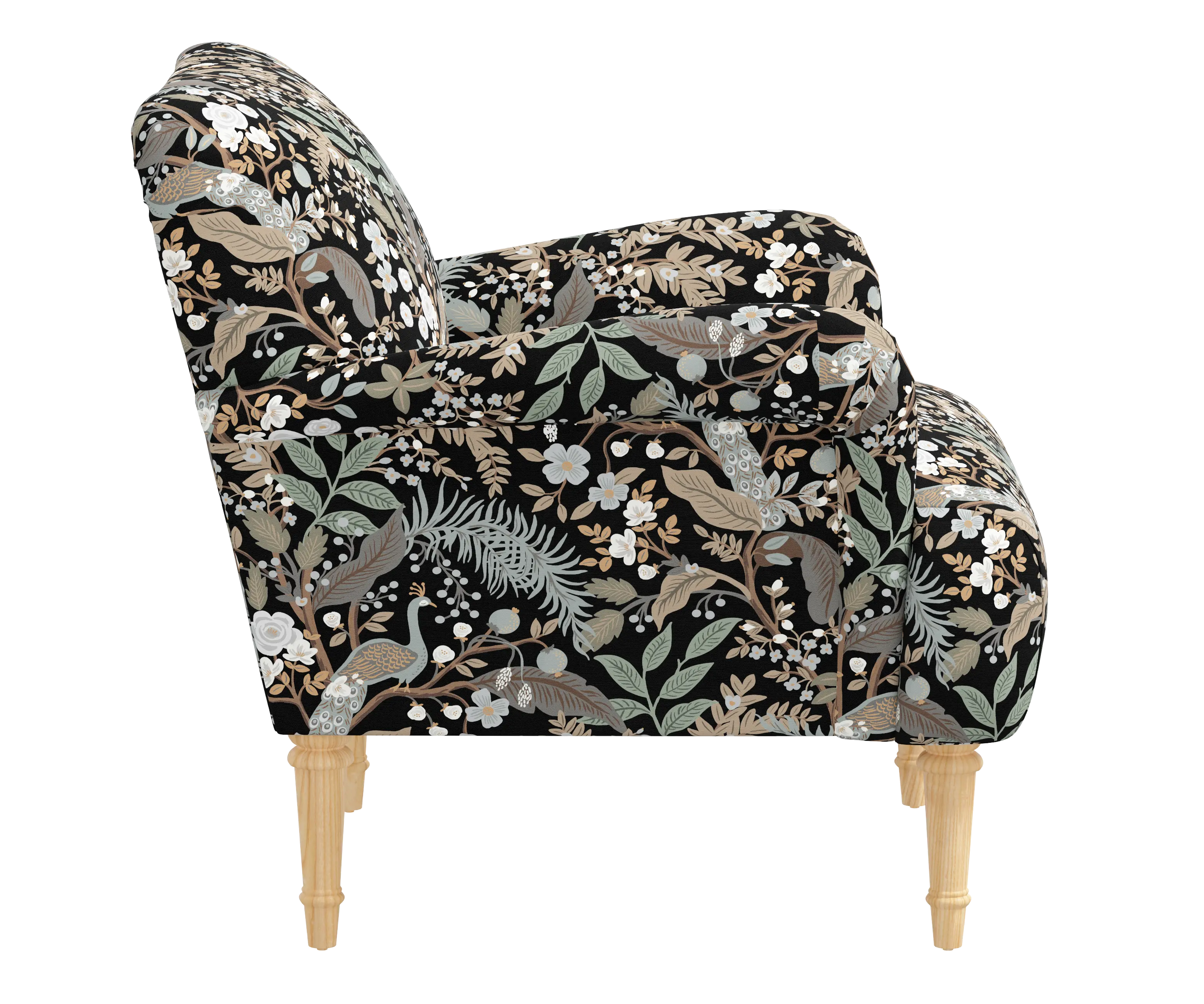 RPC9405NATRPCPCBLKLCB Rifle Paper Co Bristol Peacock Black Accent Chair-3
