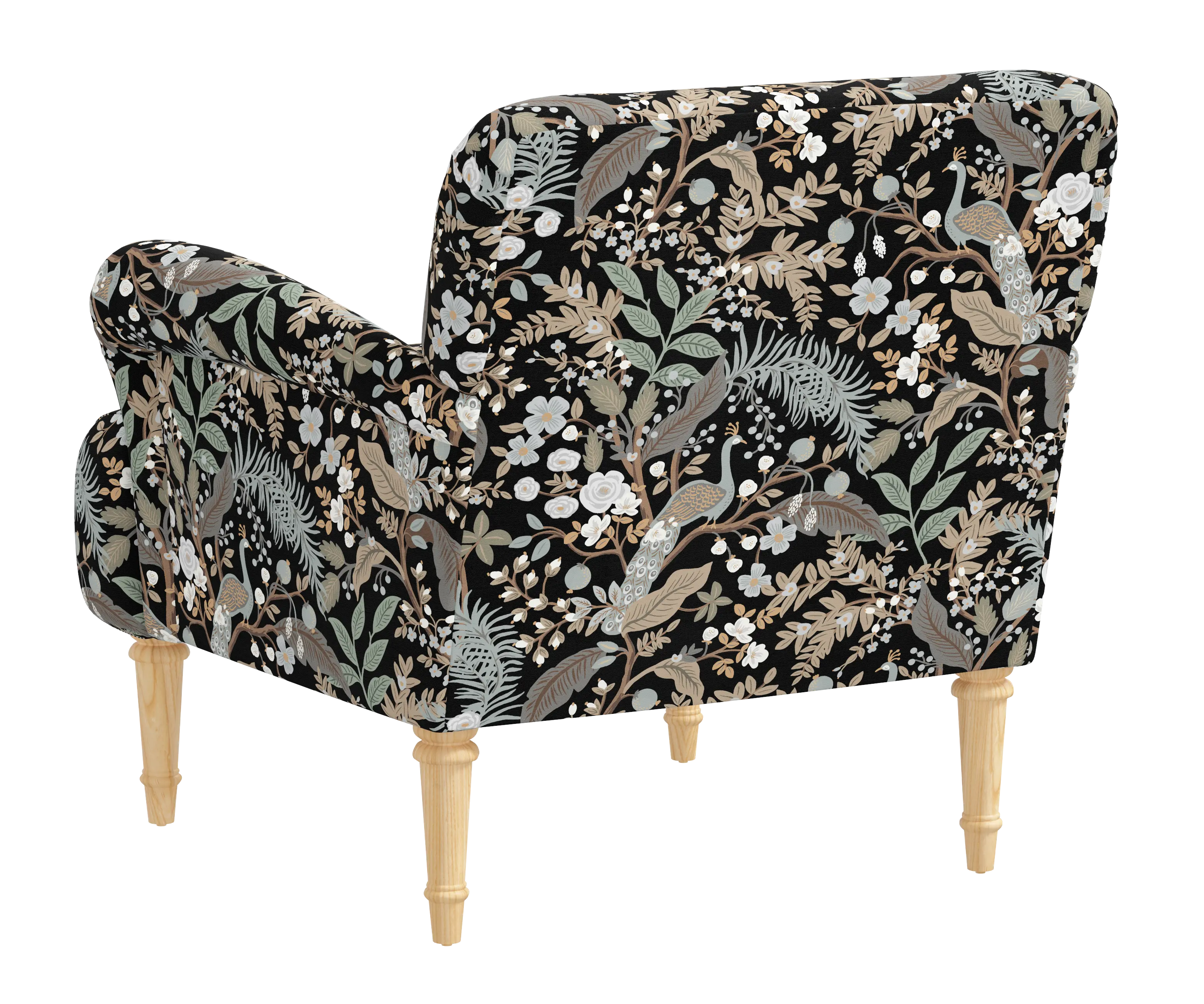 RPC9405NATRPCPCBLKLCB Rifle Paper Co Bristol Peacock Black Accent Chair-4