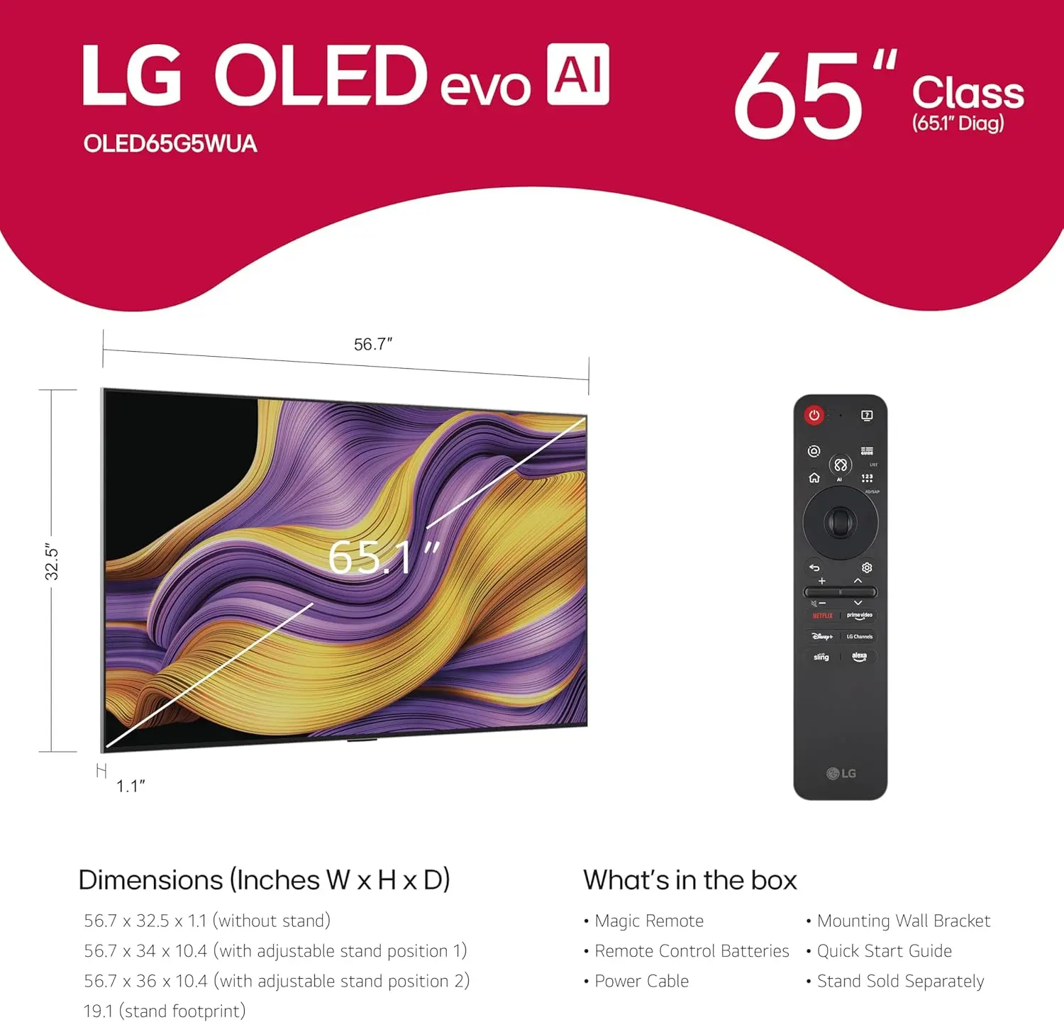 OLED65G5WUA.AUS LG 65  G5 Series OLED evo AI 4K UHD Smart webOS TV-3