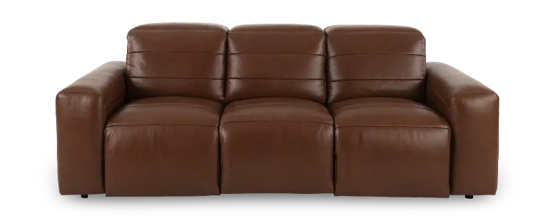 Matera Roast Brown Leather Power Reclining Sofa