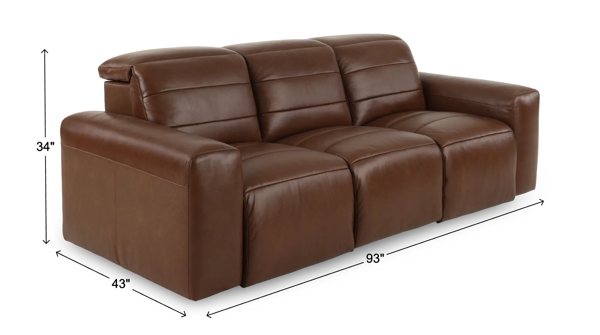 Matera Roast Brown Leather Power Reclining Sofa | RC Willey
