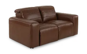 Matera Roast Brown Leather Power Reclining Sofa | RC Willey