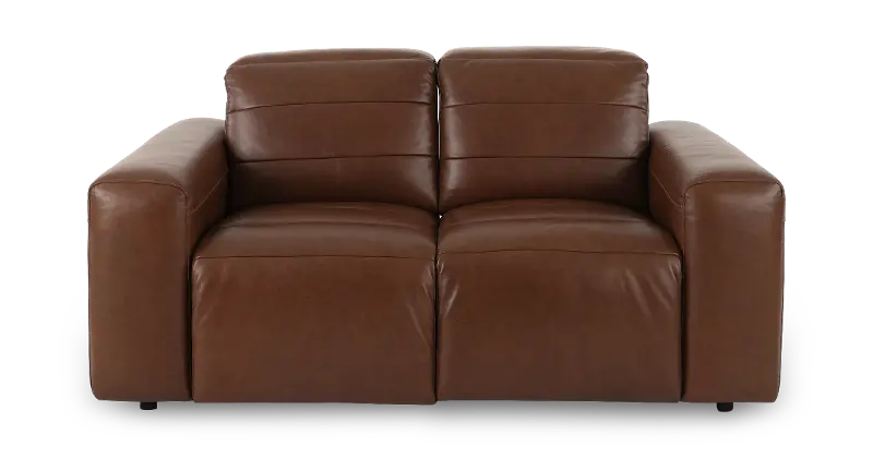 Matera Roast Brown Leather Power Reclining Loveseat