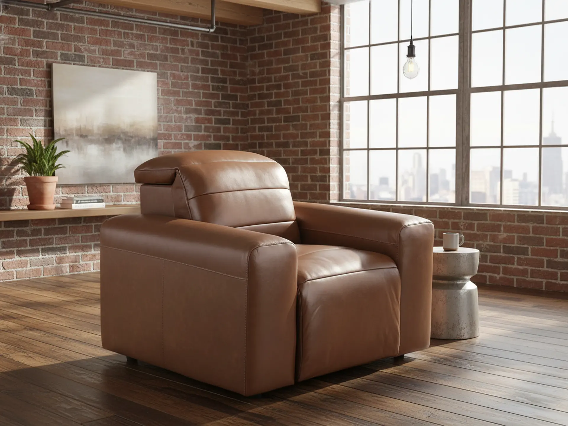 Matera Roast Brown Leather Power Recliner-2