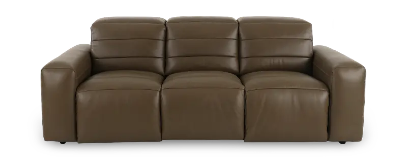 Matera Gray Brown Leather Power Reclining Sofa
