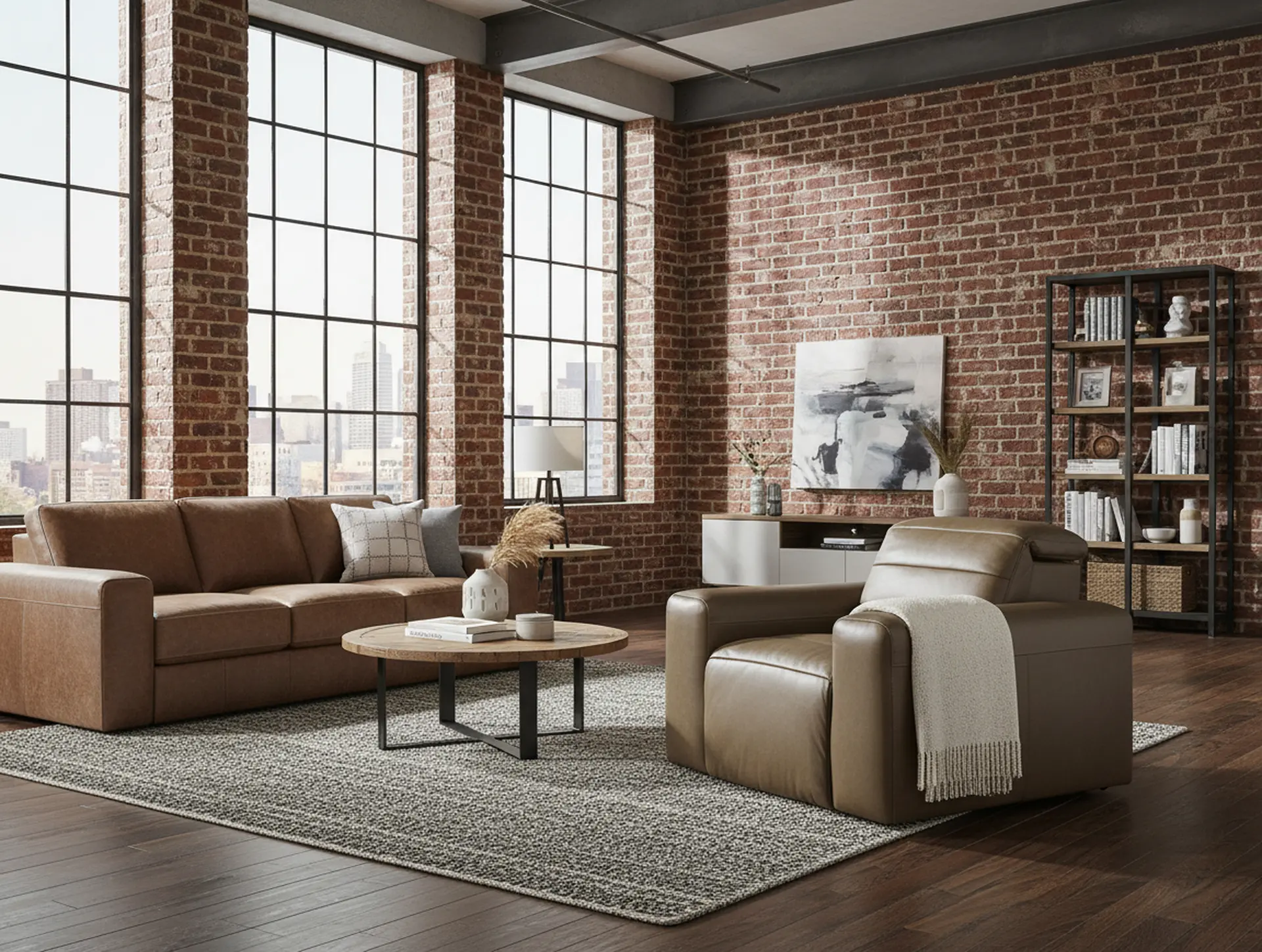 Matera Gray Brown Leather Power Recliner-10