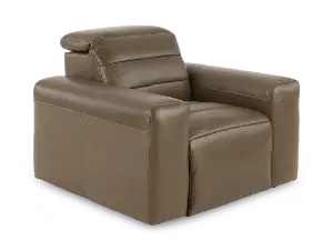 Istanbul Dark Green Leather Power Recliner with Power Headrest