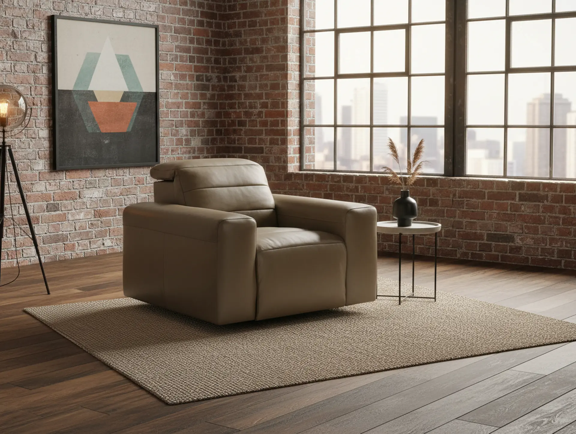 Matera Gray Brown Leather Power Recliner-9