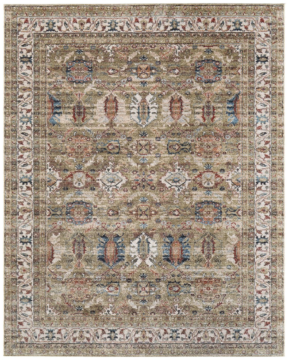 Pearson 8 x 10 Green and Ivory Area Rug