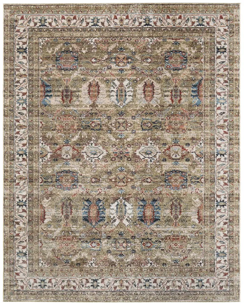 Pearson 8 x 10 Green and Ivory Area Rug