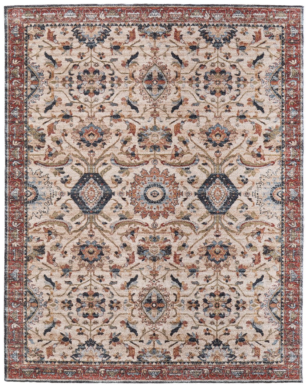 Pearson 5 x 8 Red and Ivory Area Rug