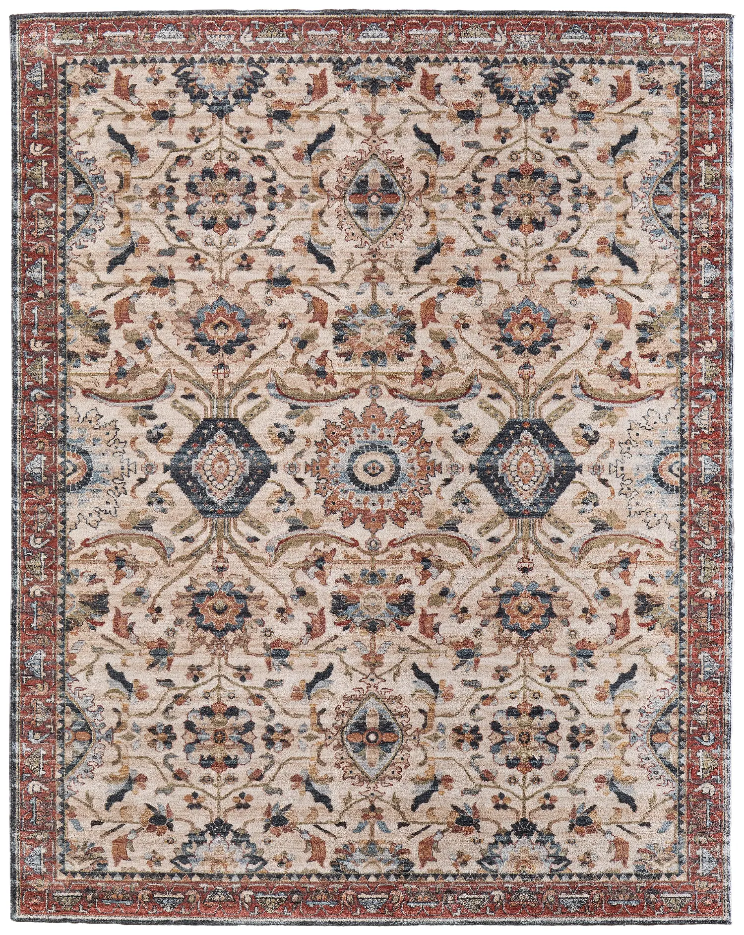 Pearson 8 x 10 Red and Ivory Area Rug-1
