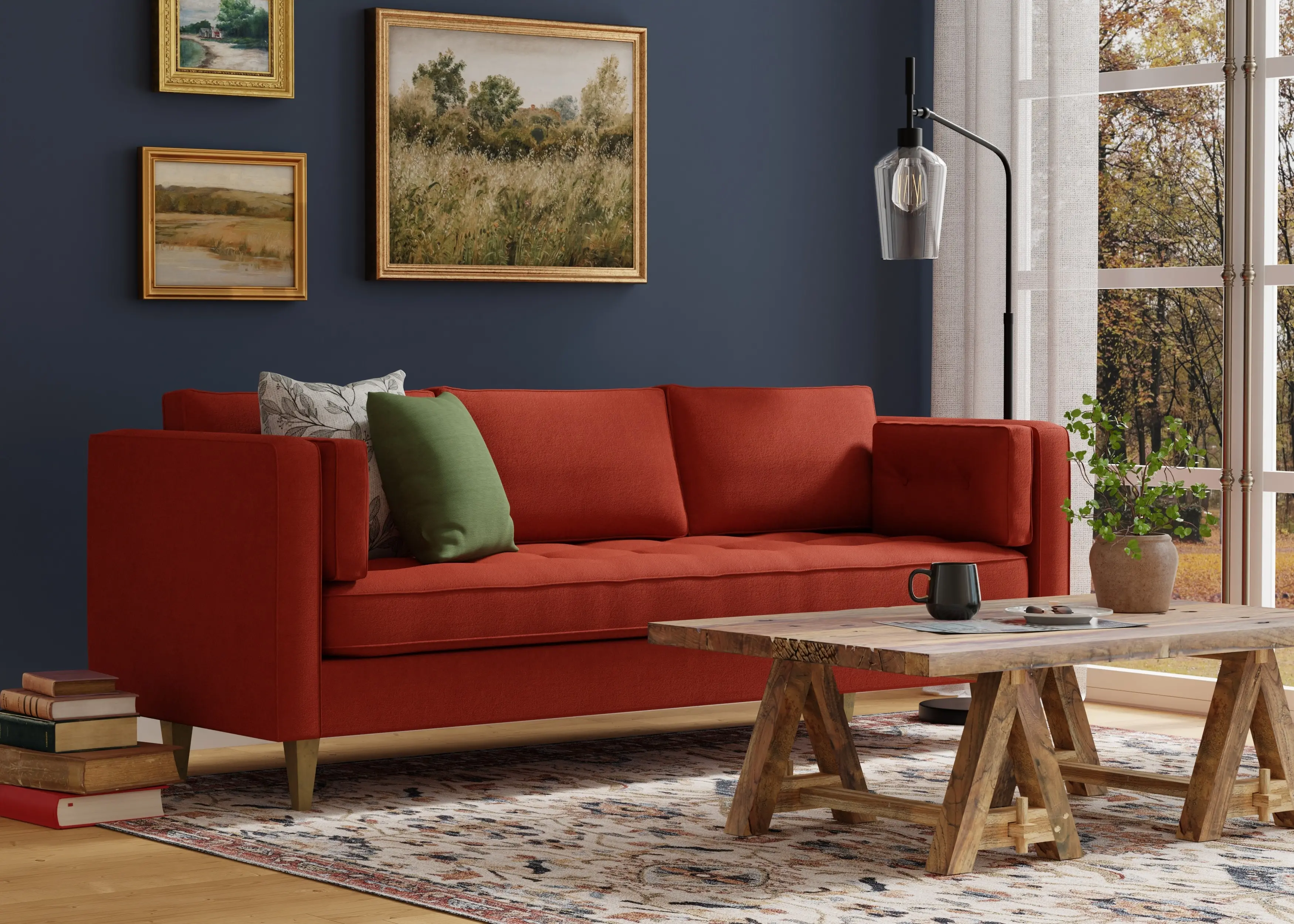 Pearson 8 x 10 Red and Ivory Area Rug-2