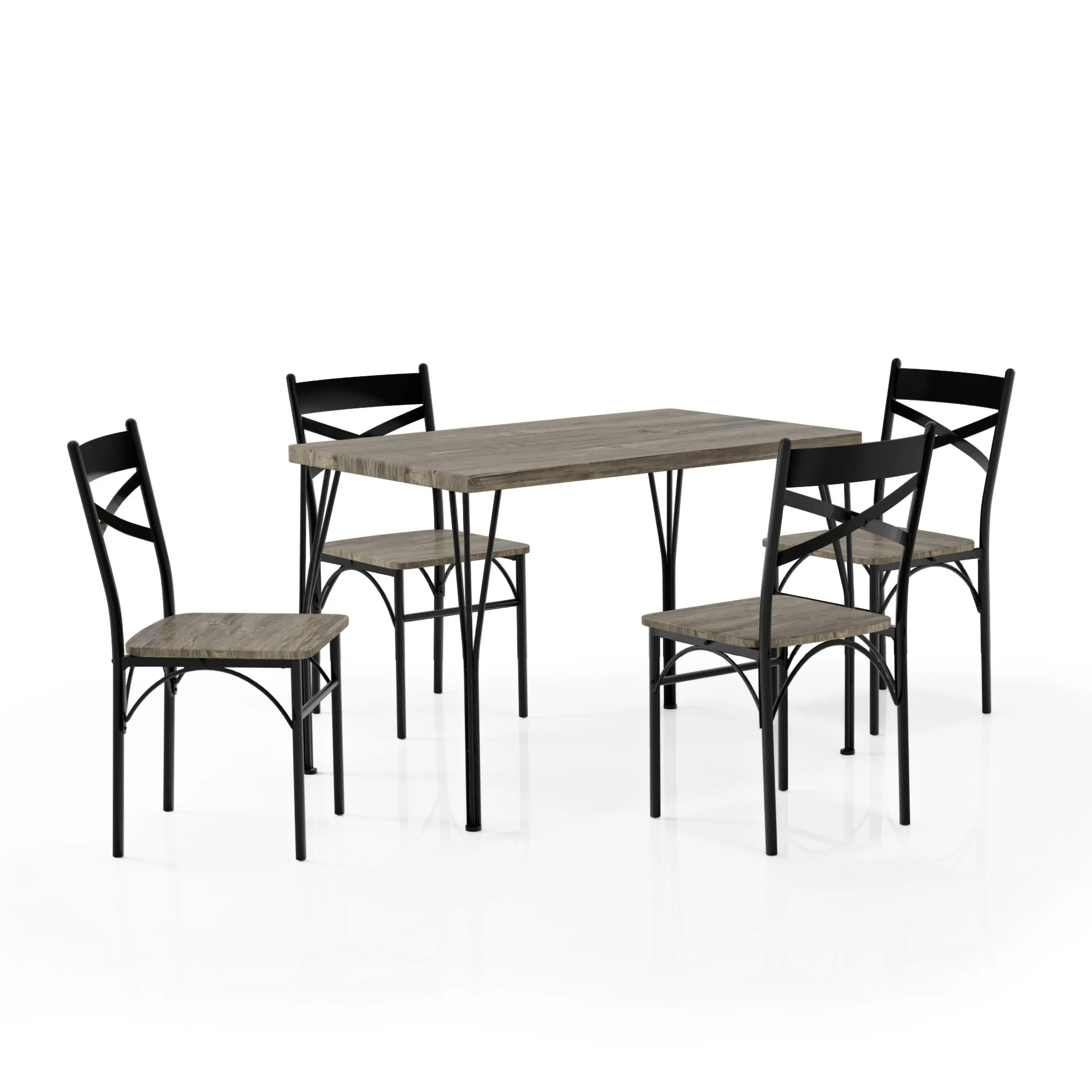 IDF-3279T-43-5PK Selana Weathered Gray 5 Piece Dining Set-1