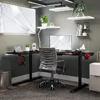 IDF-7031-BK Seward Carbon Fiber L-shaped Computer Desk in Black