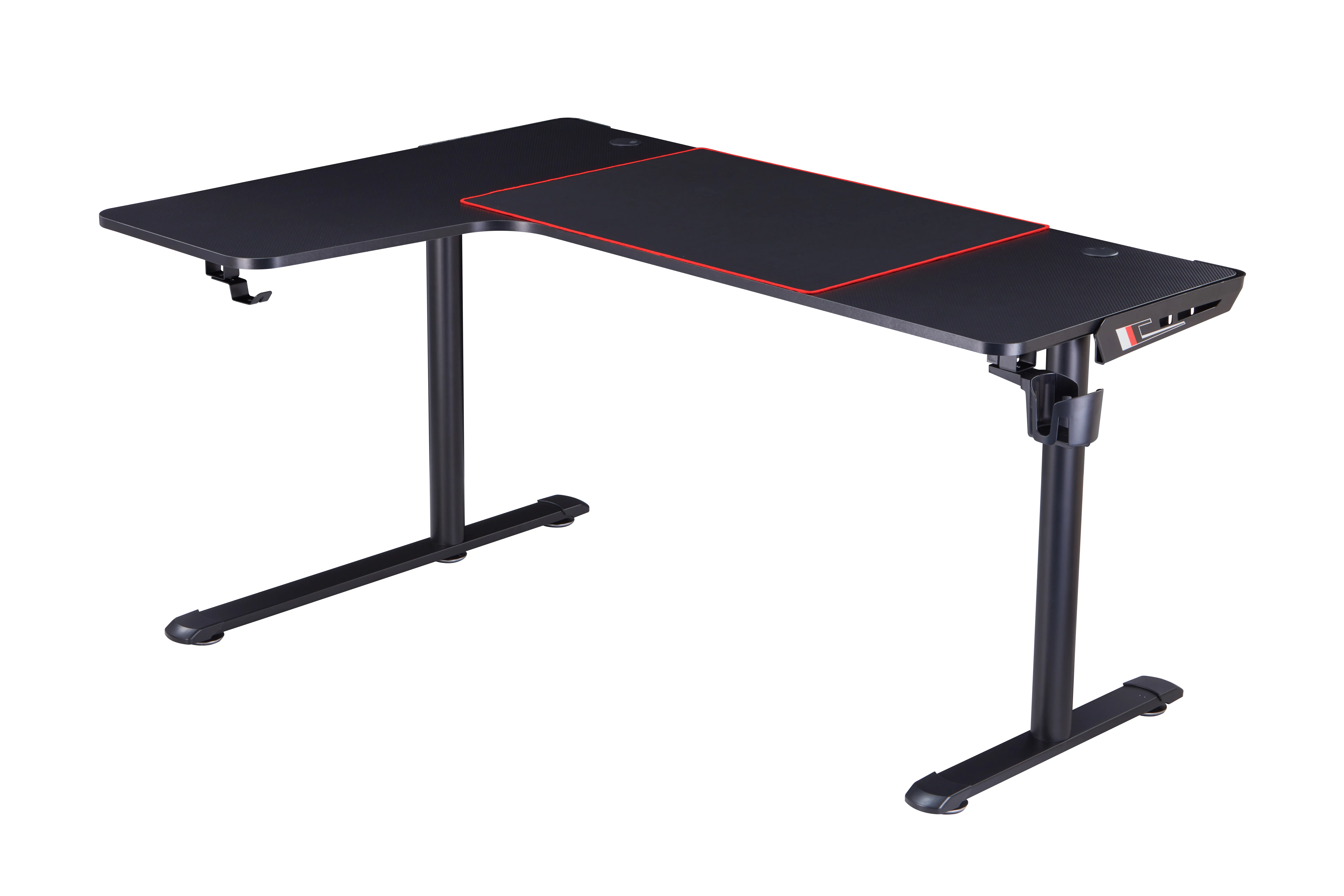IDF-7031-BK Seward Carbon Fiber L-shaped Computer Desk in Black-4
