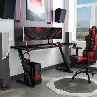 IDF-7032-BK Monna Black Steel Framed Computer Desk with Mouse Pad