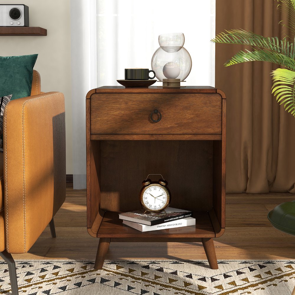 Gerry Dark Oak End Table with Storage Drawer