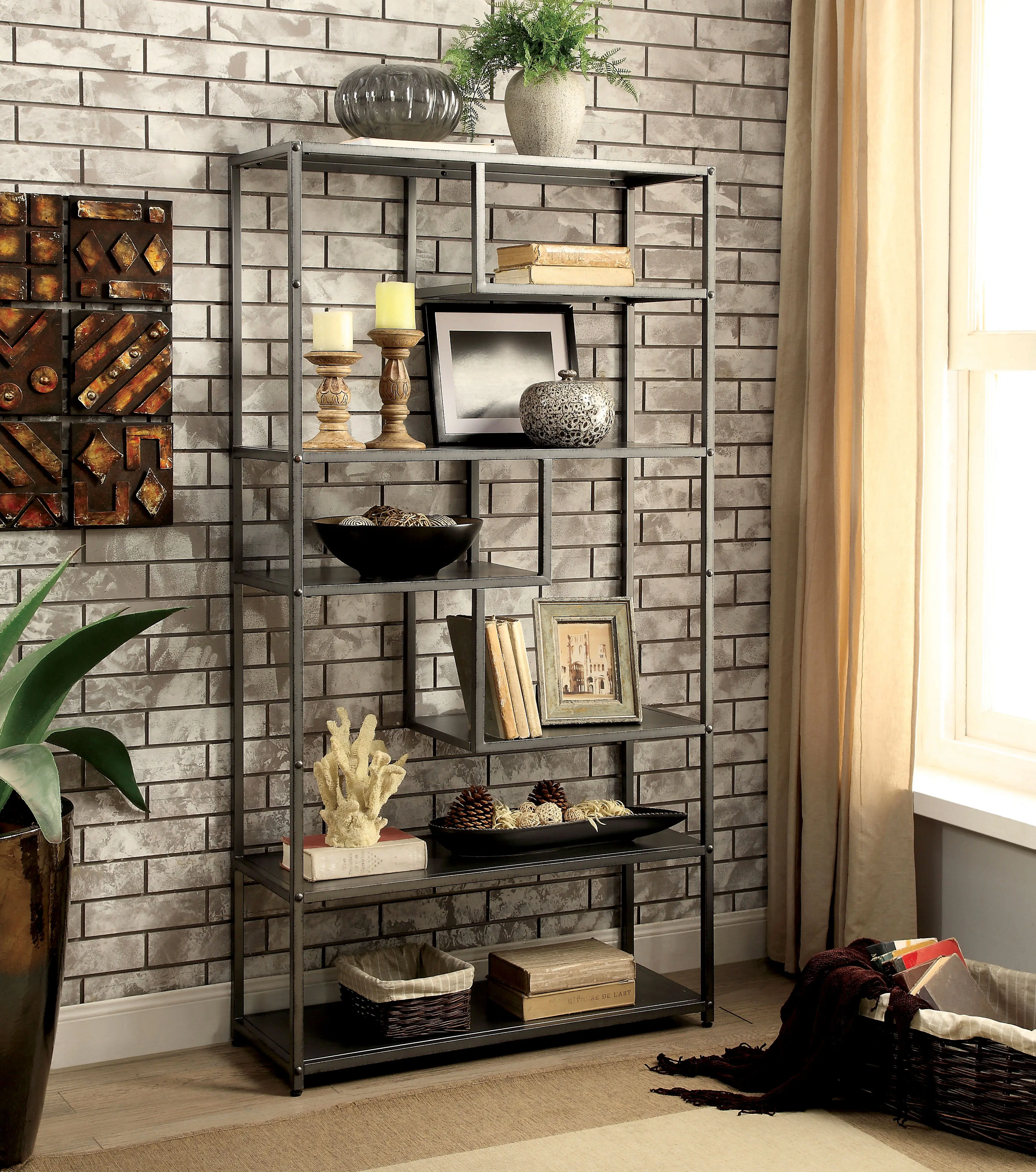IDF-AC521 Zantia Dark Gray Open Shelving Bookcase-1