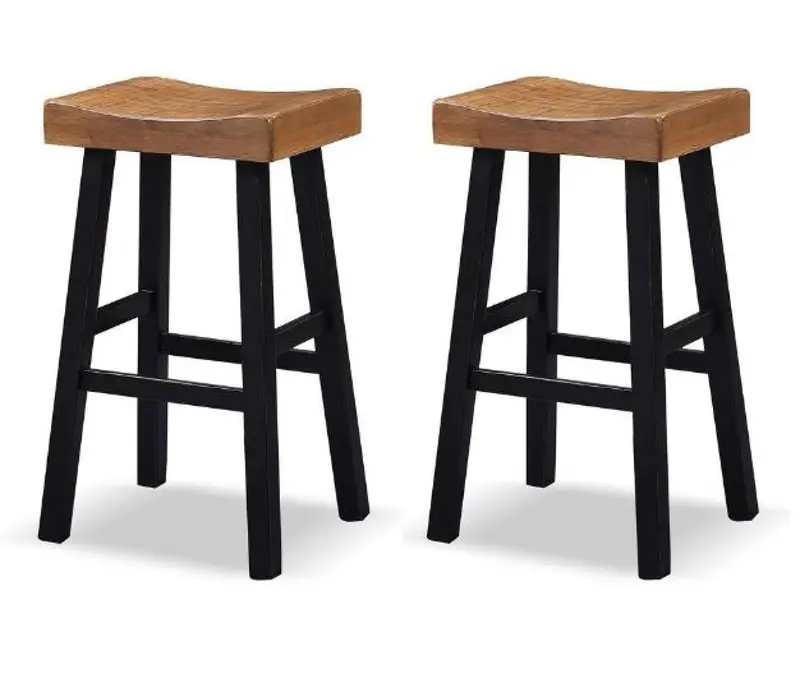 Longley Oak Bar Height Stools, Set of 2
