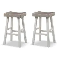 IDF-BR3001WH-29 Longley White Bar Height Stools, Set of 2