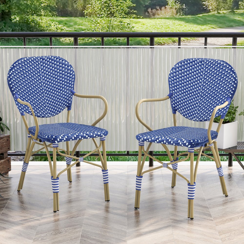 Sunny Outdoor Blue Dining Armchairs Set of 2