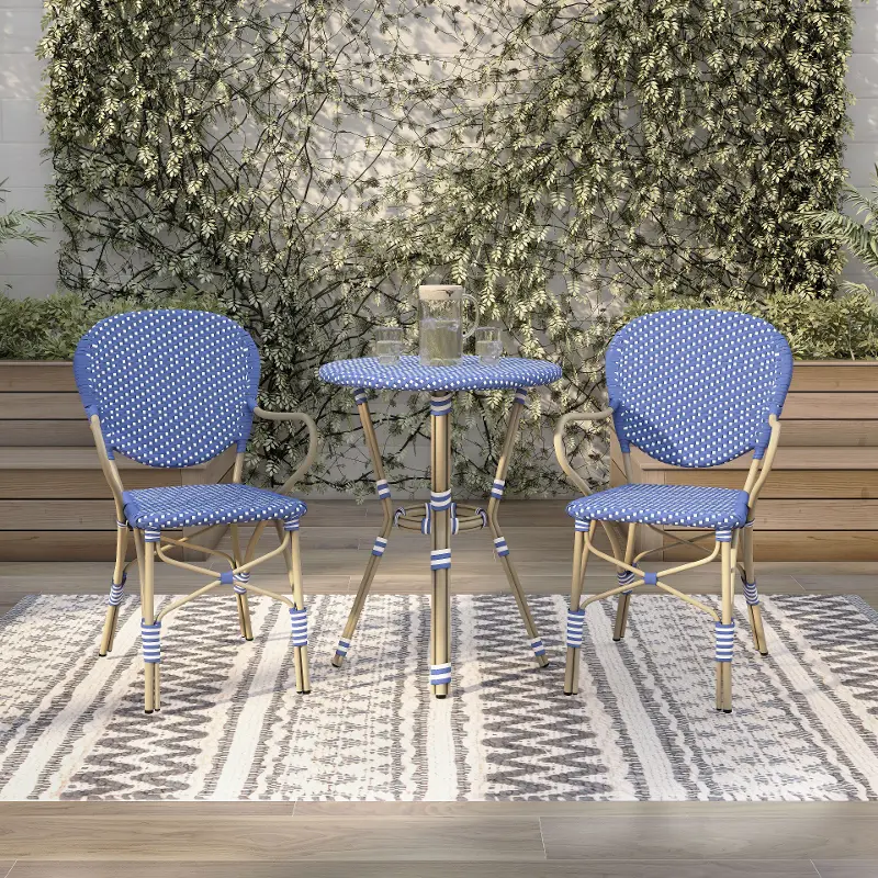 Sunny Blue 3 Piece Outdoor Dining Set