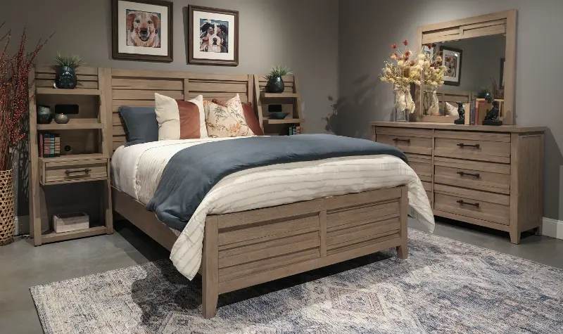 Wakefield Natural King Storage Bed with Side Piers