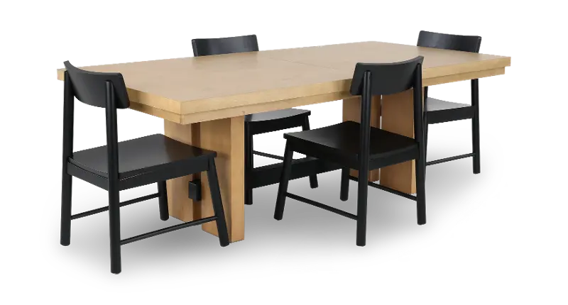 Ember Oak and Black 5 Piece Dining Set