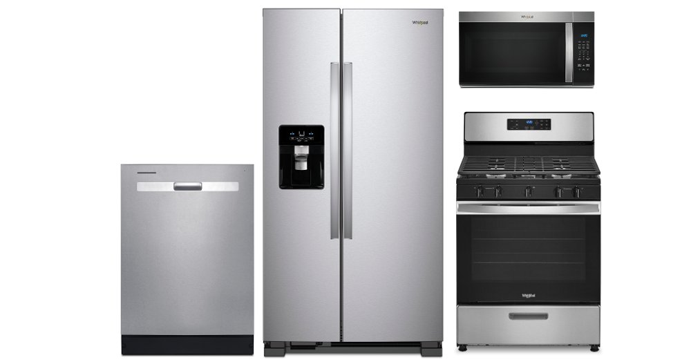Whirlpool 4 Piece Gas Kitchen Appliance Package - Stainless Steel