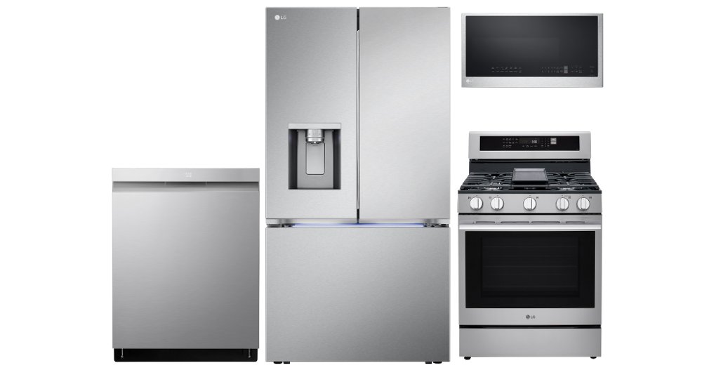 LG 4 Piece Gas Kitchen Appliance Package - Stainless Steel